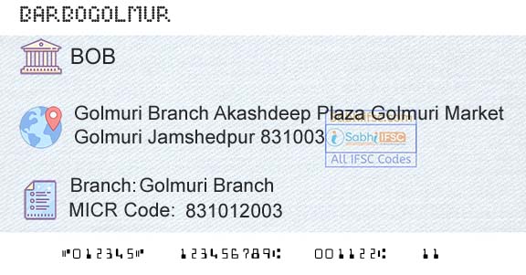 Bank Of Baroda Golmuri BranchBranch 