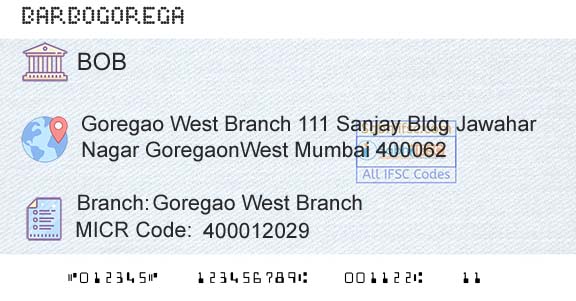 Bank Of Baroda Goregao West BranchBranch 