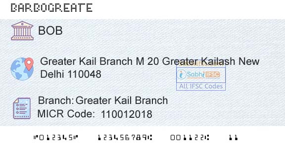 Bank Of Baroda Greater Kail BranchBranch 
