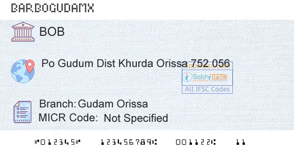 Bank Of Baroda Gudam OrissaBranch 