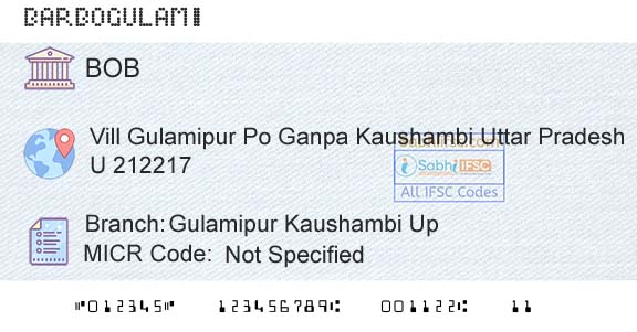 Bank Of Baroda Gulamipur Kaushambi UpBranch 