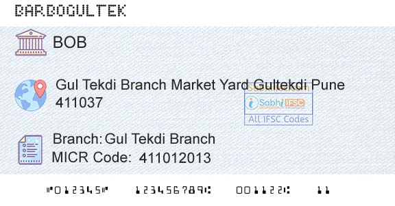 Bank Of Baroda Gul Tekdi BranchBranch 