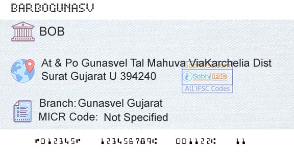 Bank Of Baroda Gunasvel GujaratBranch 