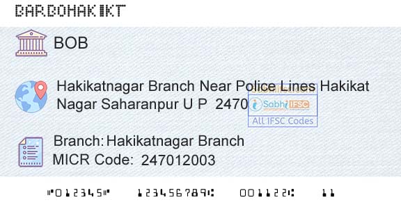 Bank Of Baroda Hakikatnagar BranchBranch 