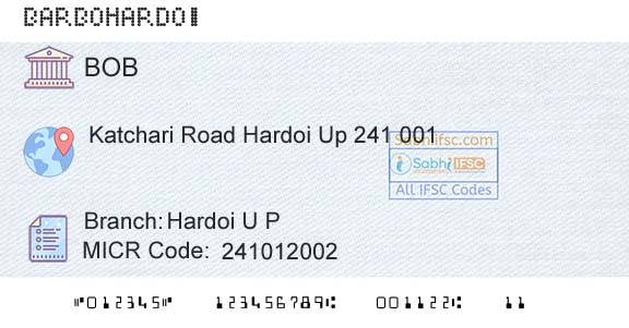 Bank Of Baroda Hardoi U P Branch 