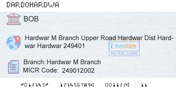 Bank Of Baroda Hardwar M BranchBranch 