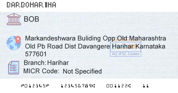 Bank Of Baroda HariharBranch 