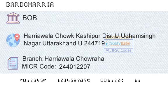 Bank Of Baroda Harriawala ChowrahaBranch 