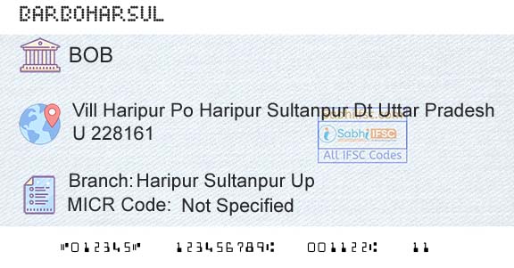 Bank Of Baroda Haripur Sultanpur UpBranch 
