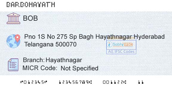 Bank Of Baroda HayathnagarBranch 