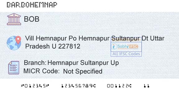 Bank Of Baroda Hemnapur Sultanpur UpBranch 