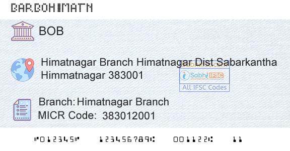 Bank Of Baroda Himatnagar BranchBranch 