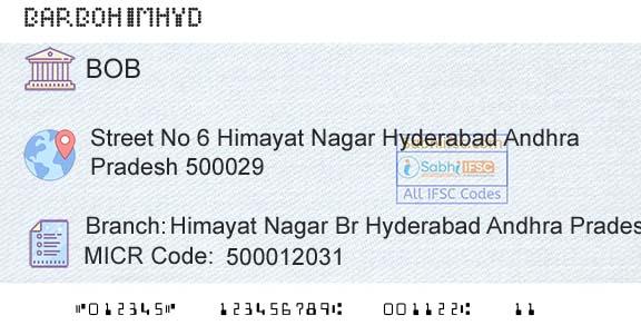Bank Of Baroda Himayat Nagar Br Hyderabad Andhra PradeshBranch 