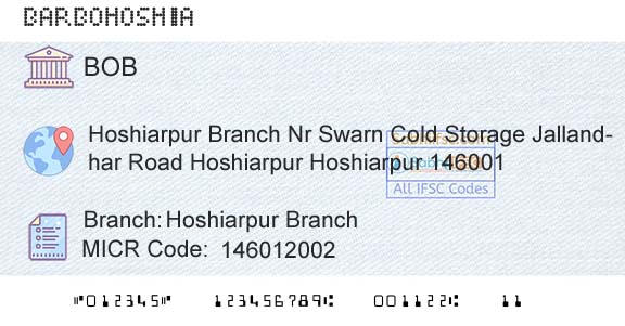 Bank Of Baroda Hoshiarpur BranchBranch 