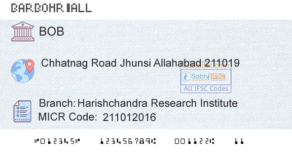 Bank Of Baroda Harishchandra Research InstituteBranch 