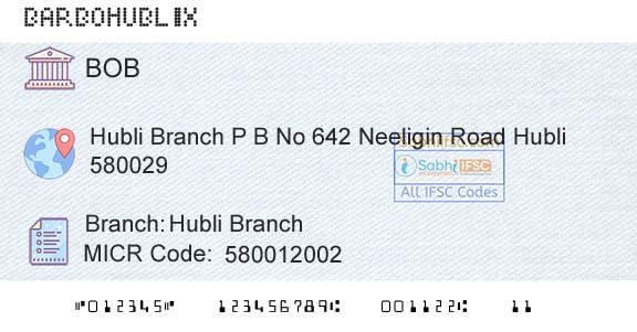 Bank Of Baroda Hubli BranchBranch 