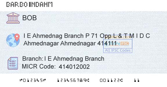 Bank Of Baroda I E Ahmednag BranchBranch 