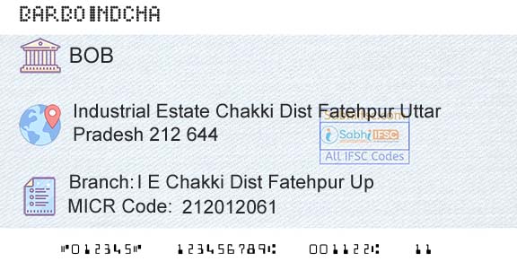 Bank Of Baroda I E Chakki Dist Fatehpur UpBranch 