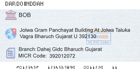 Bank Of Baroda Dahej Gidc Bharuch GujaratBranch 