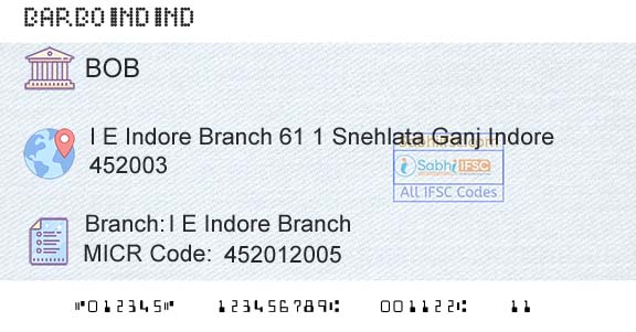 Bank Of Baroda I E Indore BranchBranch 