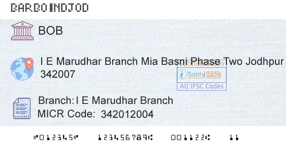 Bank Of Baroda I E Marudhar BranchBranch 