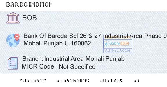Bank Of Baroda Industrial Area Mohali PunjabBranch 