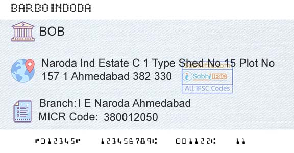 Bank Of Baroda I E Naroda AhmedabadBranch 