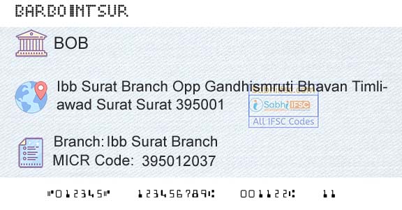 Bank Of Baroda Ibb Surat BranchBranch 