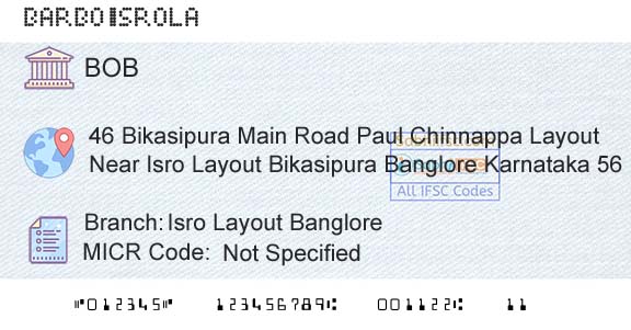 Bank Of Baroda Isro Layout BangloreBranch 