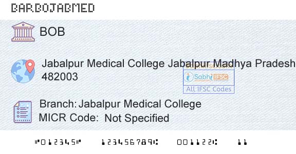 Bank Of Baroda Jabalpur Medical CollegeBranch 