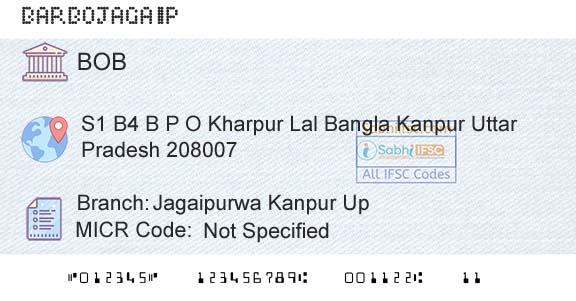 Bank Of Baroda Jagaipurwa Kanpur UpBranch 