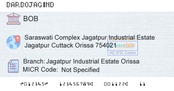 Bank Of Baroda Jagatpur Industrial Estate OrissaBranch 