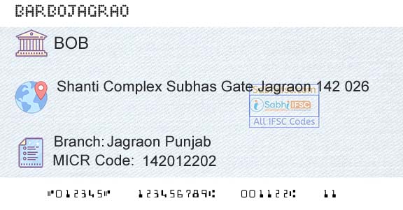 Bank Of Baroda Jagraon PunjabBranch 