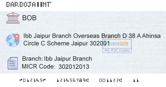 Bank Of Baroda Ibb Jaipur BranchBranch 