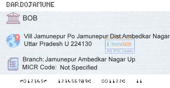 Bank Of Baroda Jamunepur Ambedkar Nagar UpBranch 