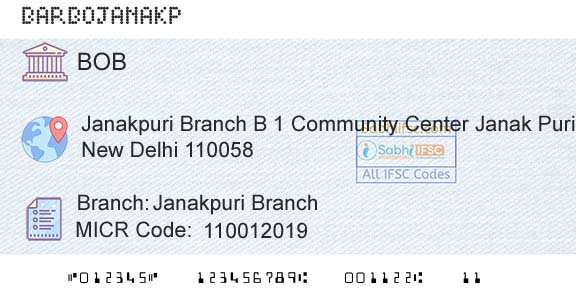 Bank Of Baroda Janakpuri BranchBranch 