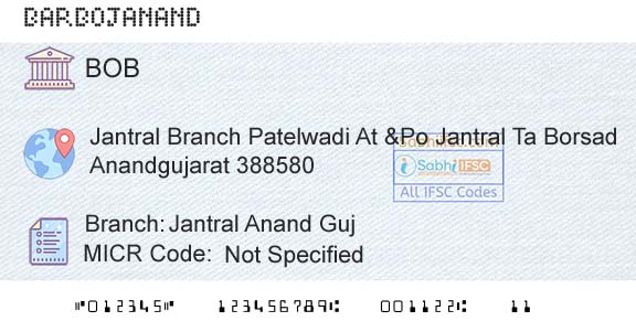 Bank Of Baroda Jantral Anand GujBranch 