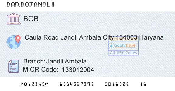 Bank Of Baroda Jandli AmbalaBranch 
