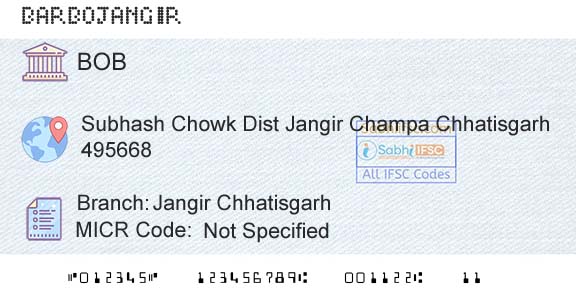 Bank Of Baroda Jangir ChhatisgarhBranch 