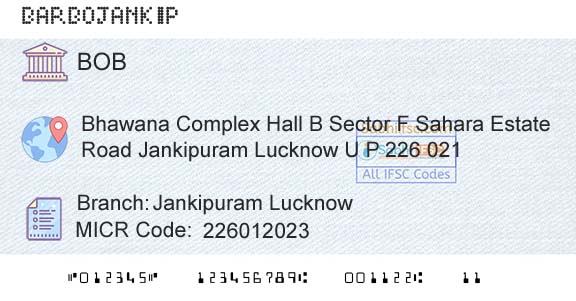Bank Of Baroda Jankipuram LucknowBranch 
