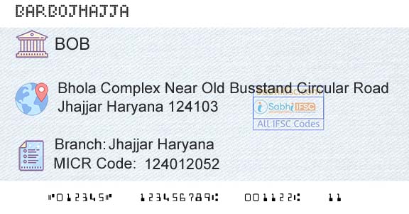 Bank Of Baroda Jhajjar HaryanaBranch 