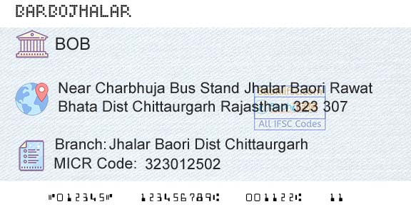 Bank Of Baroda Jhalar Baori Dist ChittaurgarhBranch 