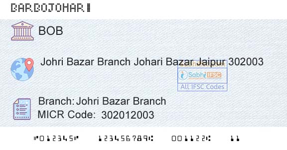 Bank Of Baroda Johri Bazar BranchBranch 