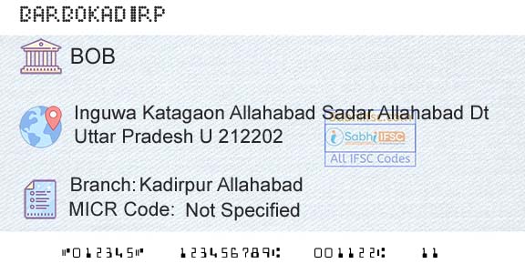 Bank Of Baroda Kadirpur AllahabadBranch 