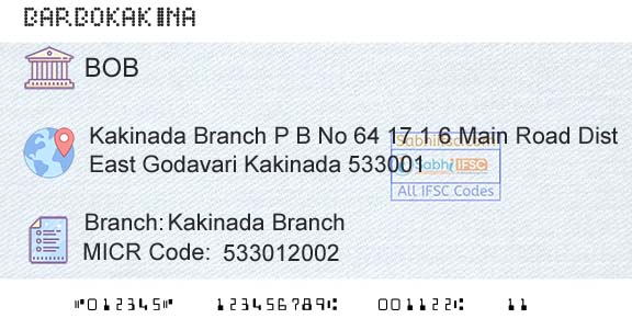 Bank Of Baroda Kakinada BranchBranch 