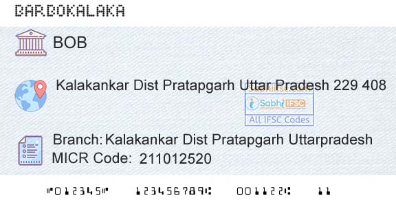 Bank Of Baroda Kalakankar Dist Pratapgarh UttarpradeshBranch 