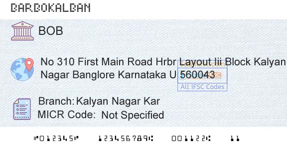 Bank Of Baroda Kalyan Nagar KarBranch 