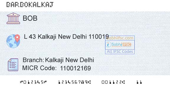 Bank Of Baroda Kalkaji New DelhiBranch 