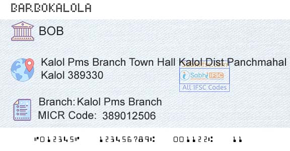 Bank Of Baroda Kalol Pms BranchBranch 
