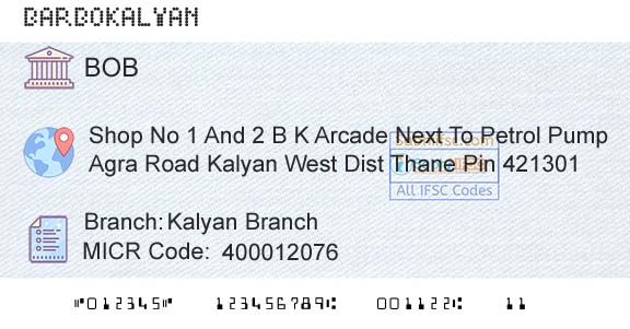 Bank Of Baroda Kalyan BranchBranch 